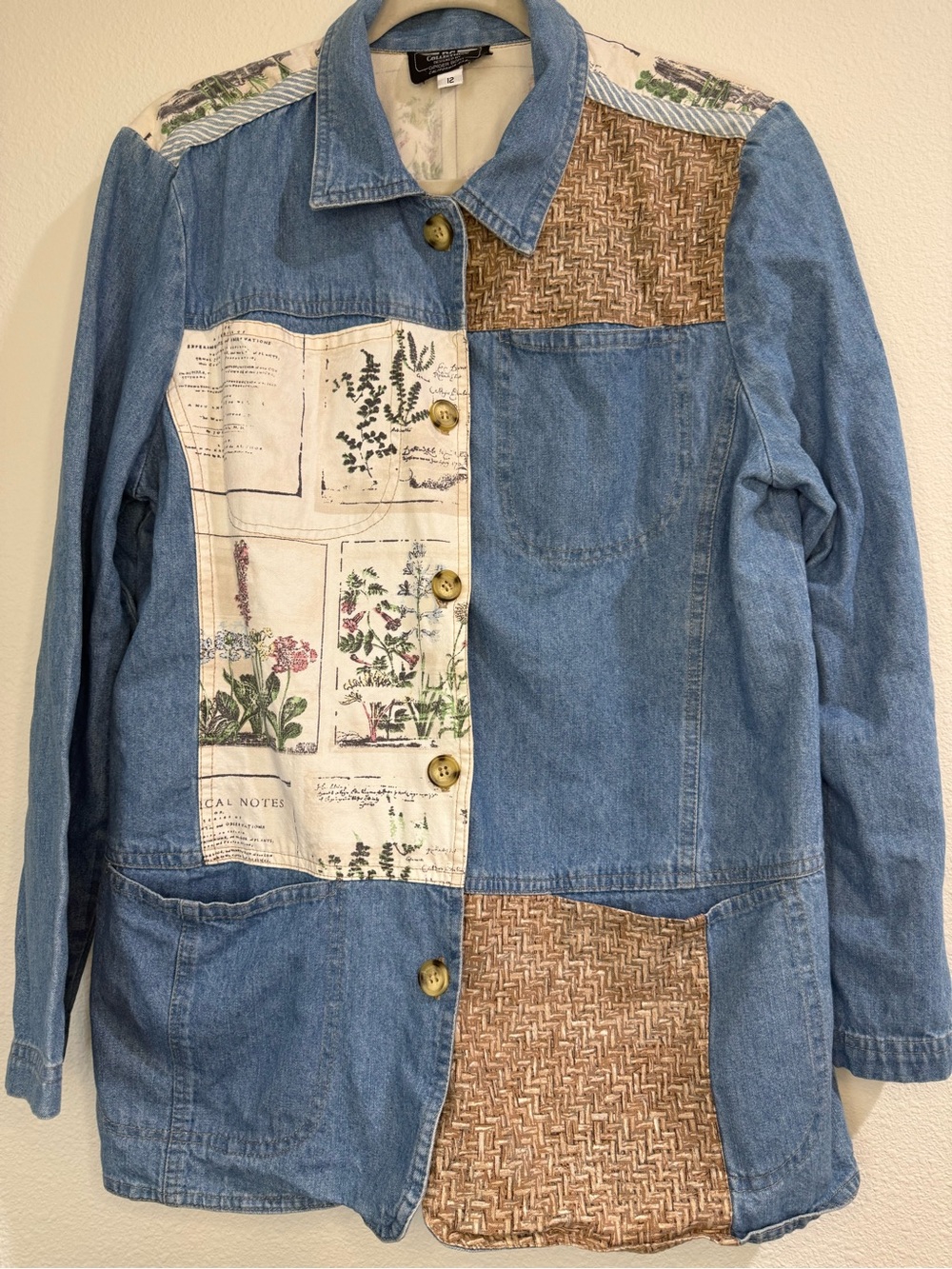 PG Collections Botanical Patchwork Denim Jacket | Size 12